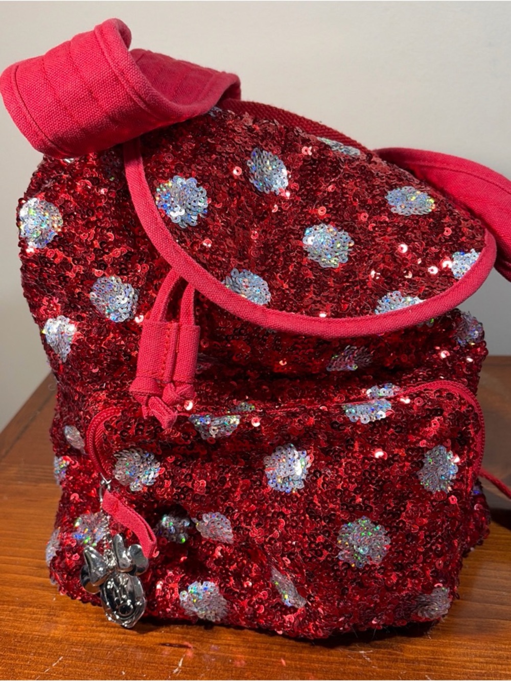 Disney Parks Sequin Polka Dot Red Minnie Mouse Backpack - Sparkling Bag Minnie